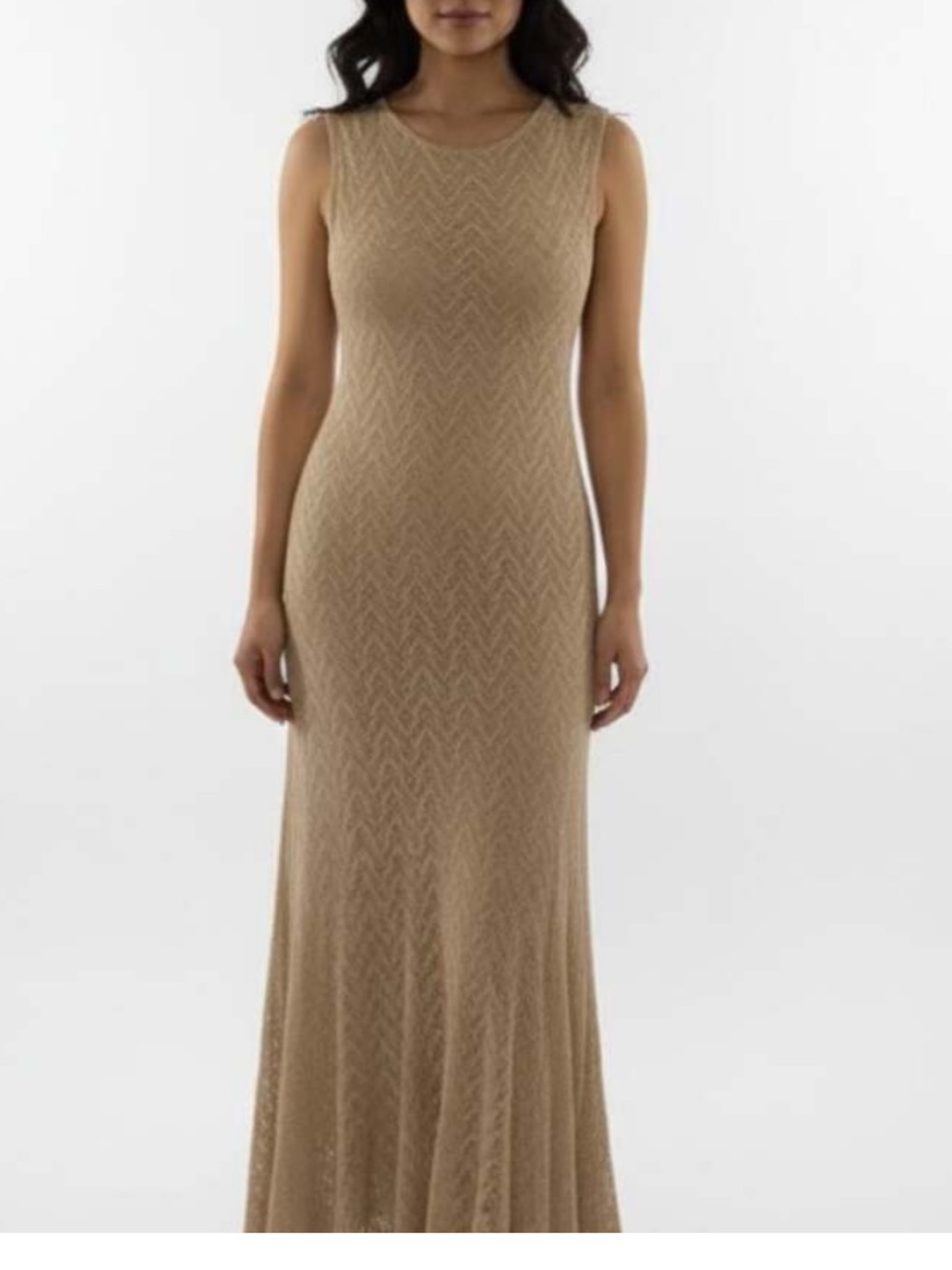 Zara NWT light tan textured Sleeveless Maxi Dress - summer knit semi sheer - Picture 4 of 10